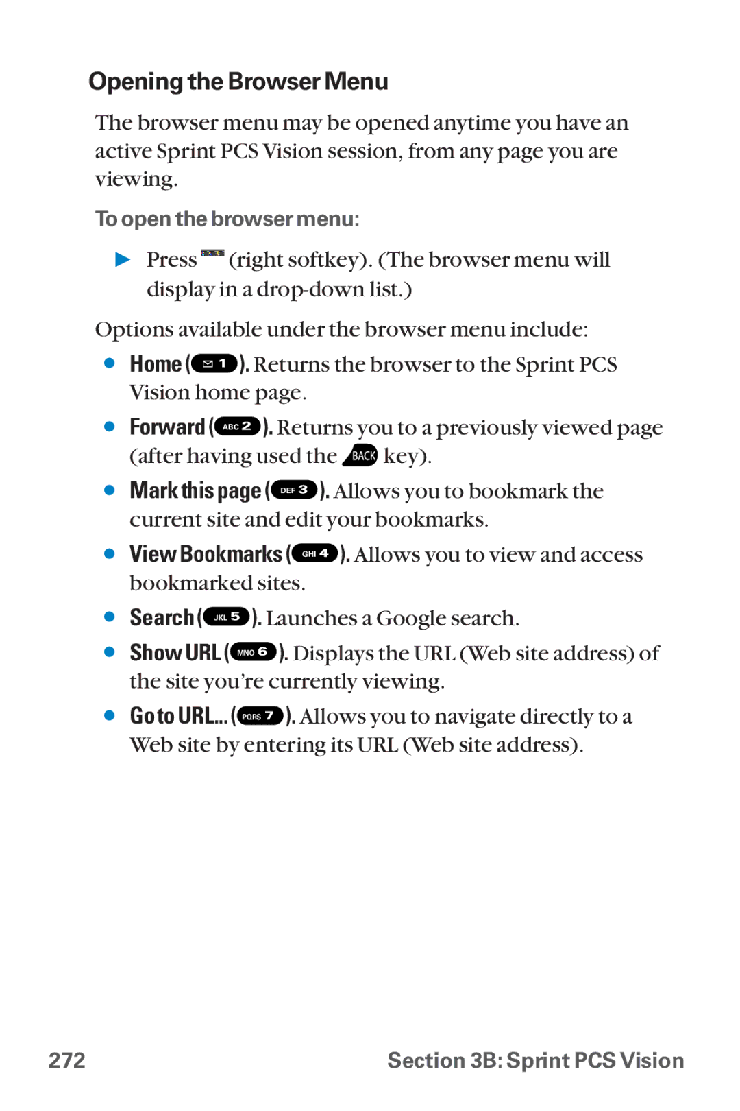 Sanyo SCP-8300 warranty Opening the Browser Menu 