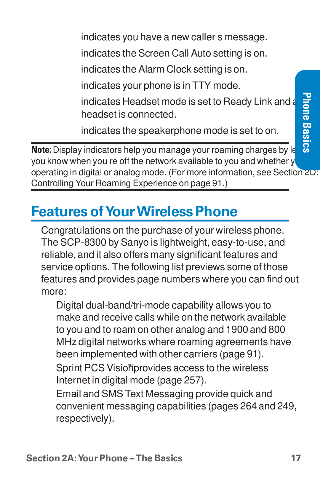 Sanyo SCP-8300 warranty Features ofYourWireless Phone 