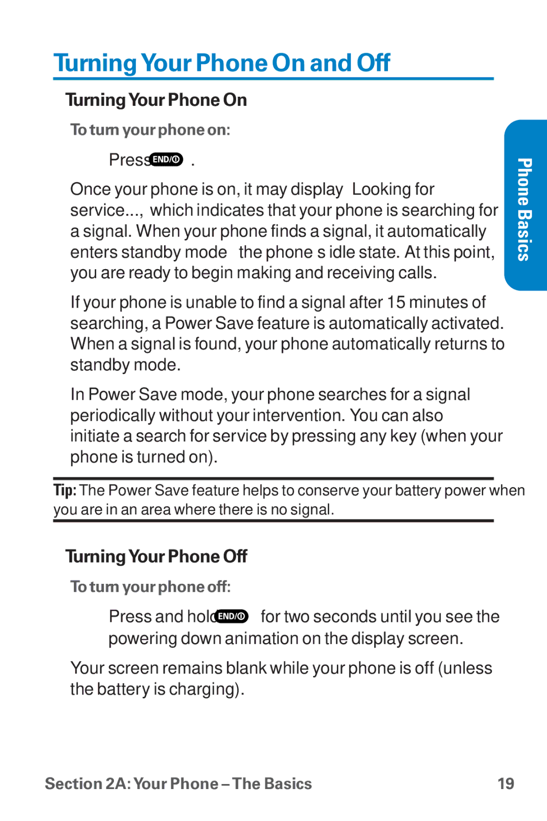 Sanyo SCP-8300 warranty TurningYour Phone On and Off, TurningYour Phone Off 