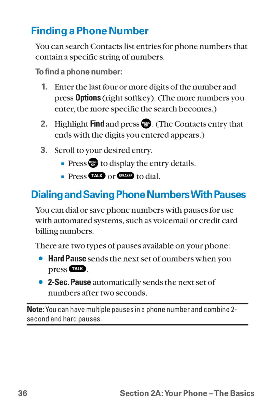 Sanyo SCP-8300 warranty Finding a Phone Number, DialingandSavingPhoneNumbersWithPauses 