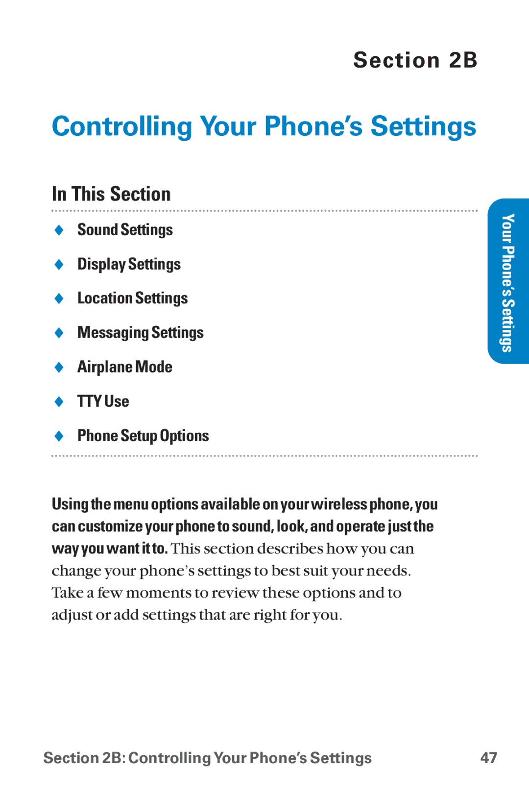 Sanyo SCP-8300 warranty Controlling Your Phone’s Settings 