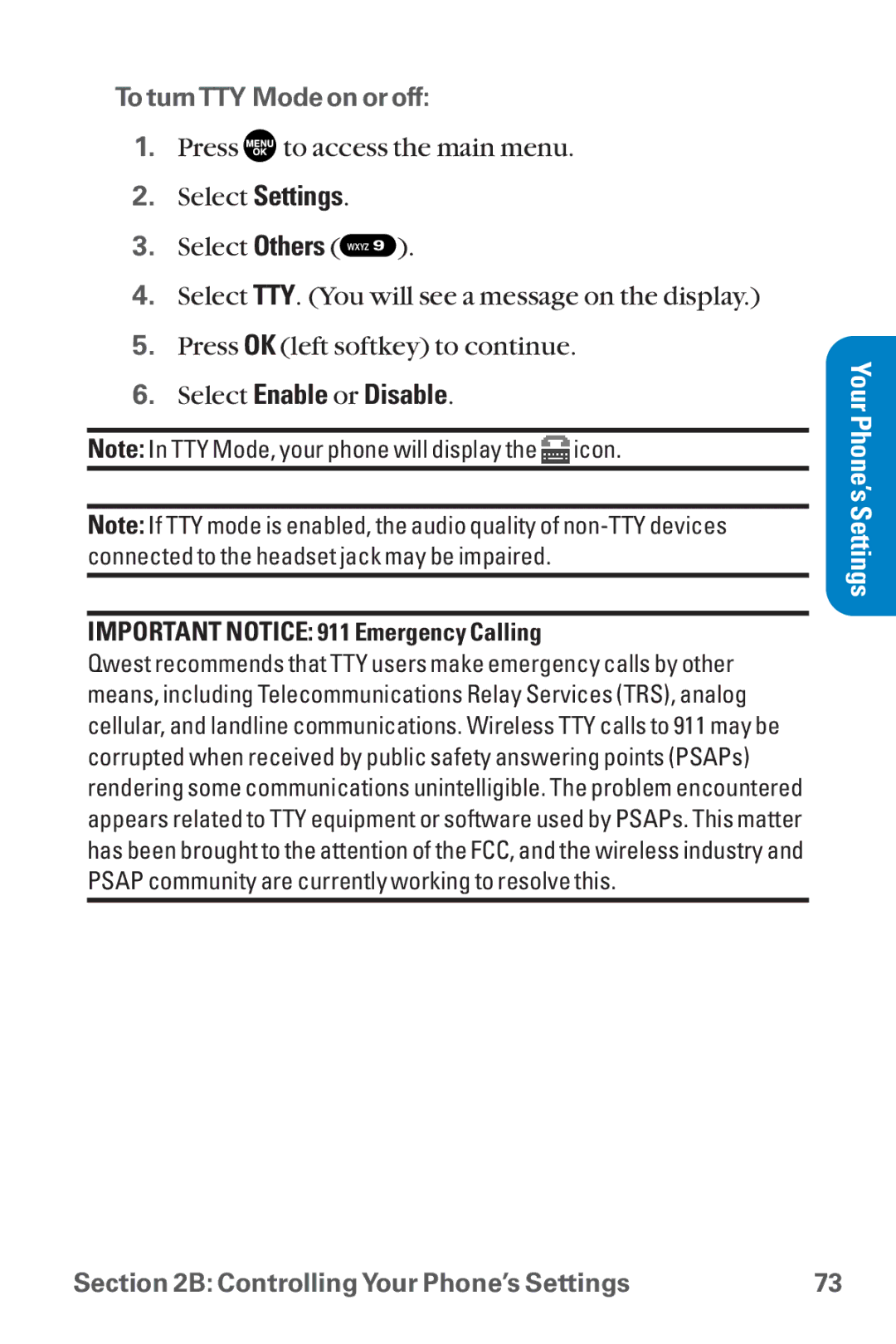 Sanyo SCP-8300 warranty Select Enable or Disable, Important Notice 911 Emergency Calling 