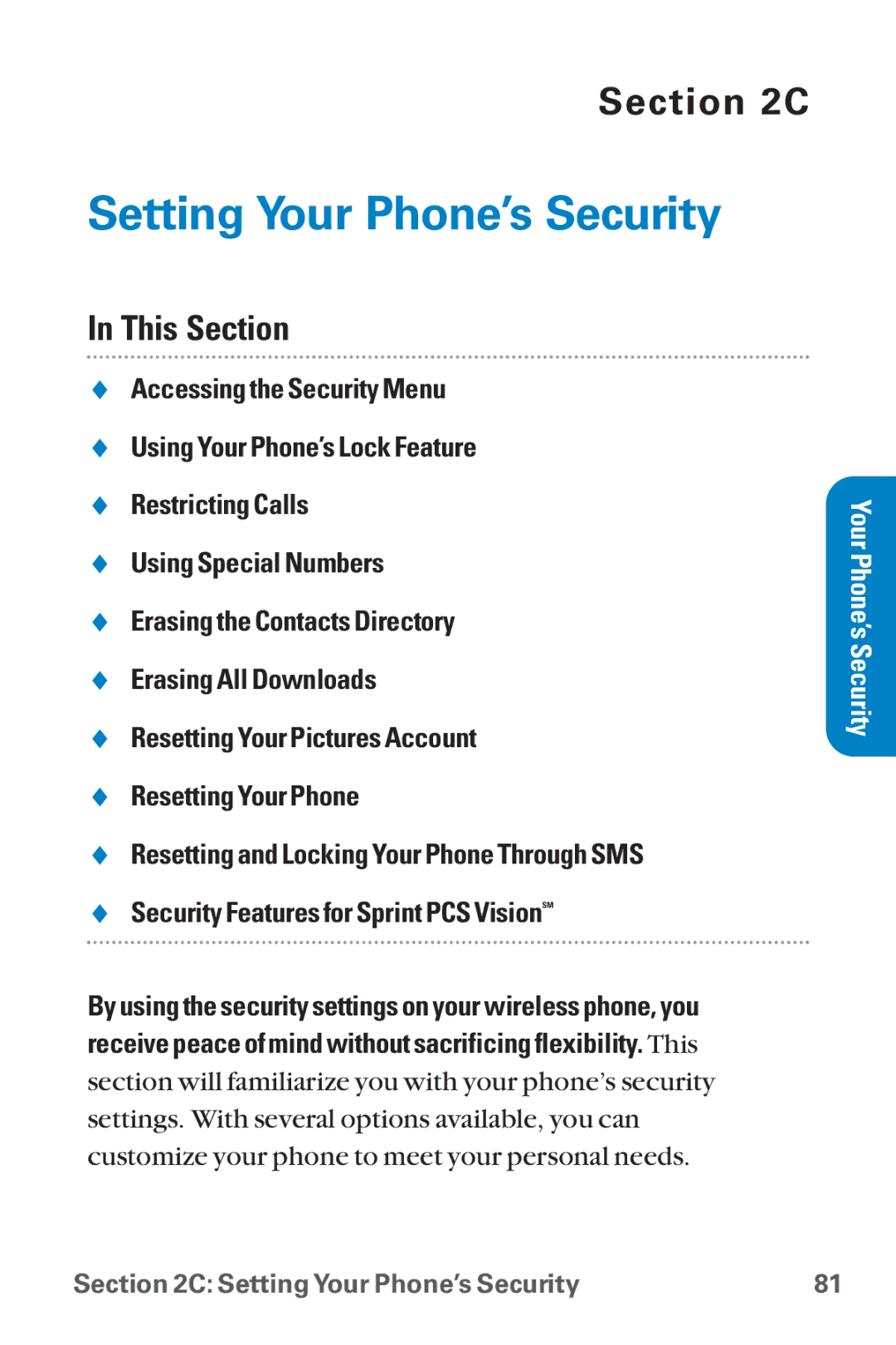 Sanyo SCP-8300 warranty Setting Your Phone’s Security 