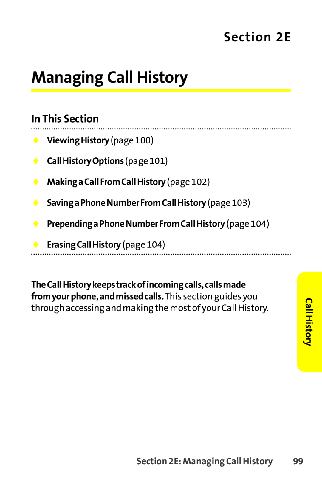 Sanyo SCP-8400 manual Managing Call History, This Section 