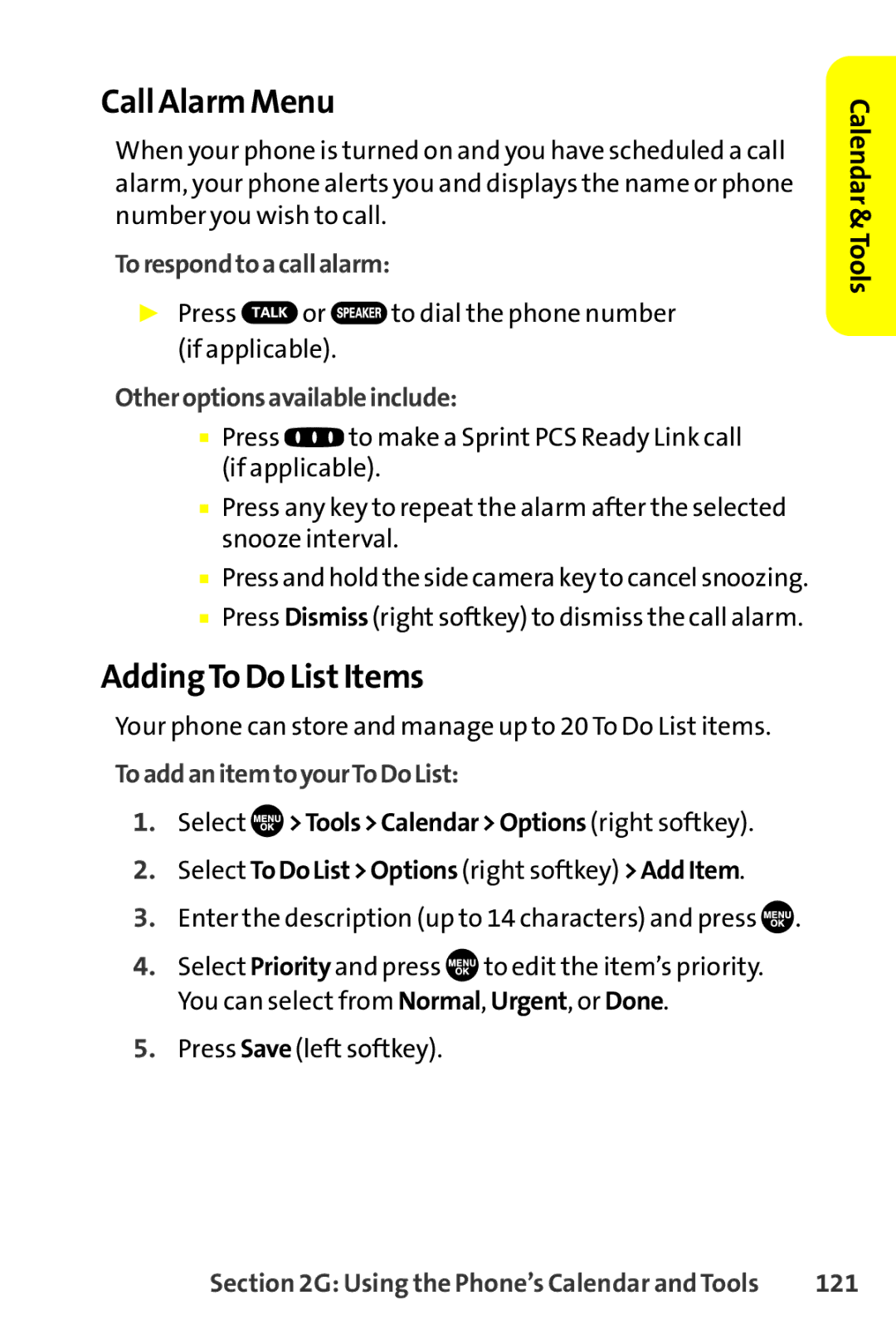 Sanyo SCP-8400 manual Call Alarm Menu, AddingTo Do ListItems 