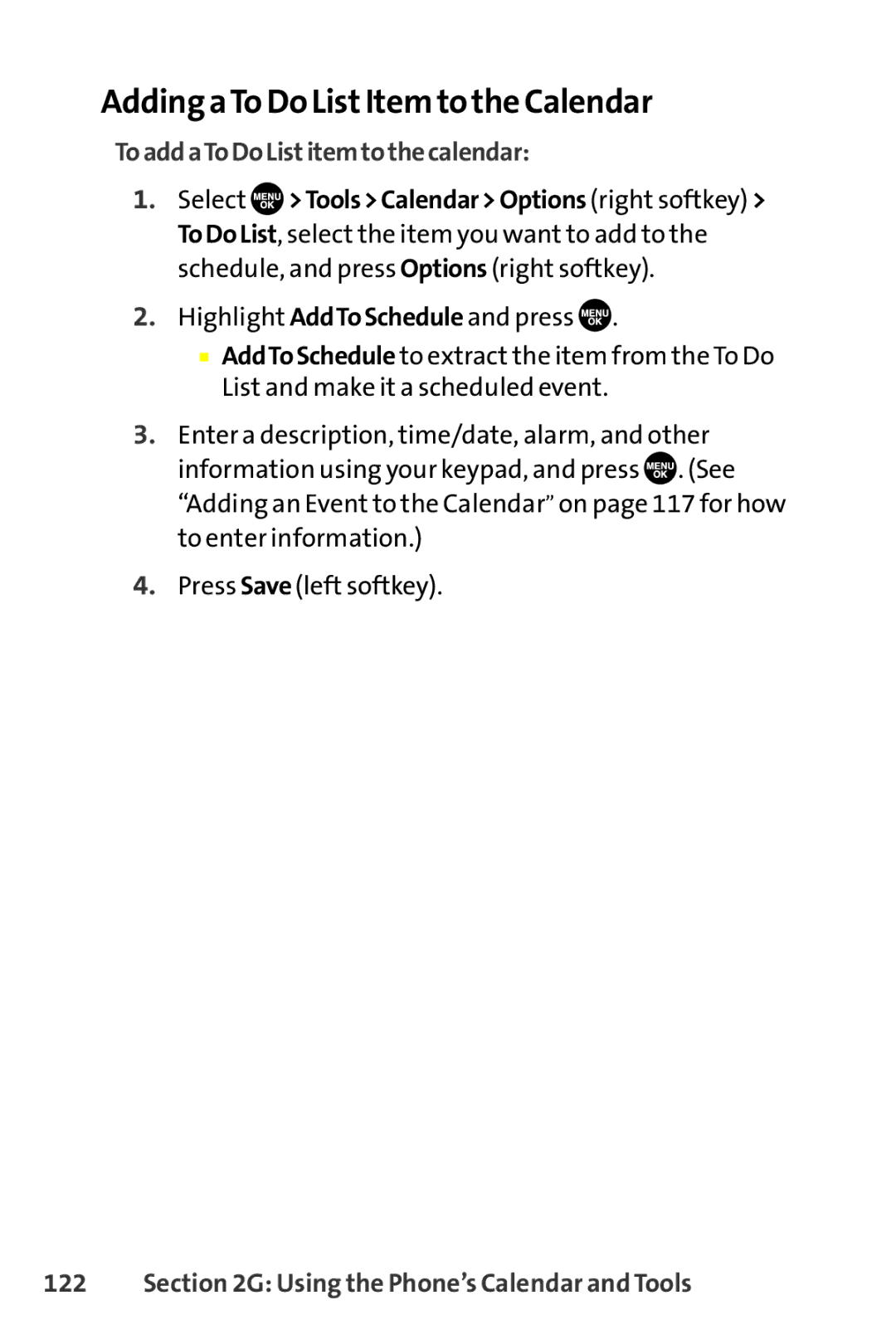 Sanyo SCP-8400 manual Adding aTo Do ListItem to the Calendar, ToaddaToDoListitemtothecalendar 