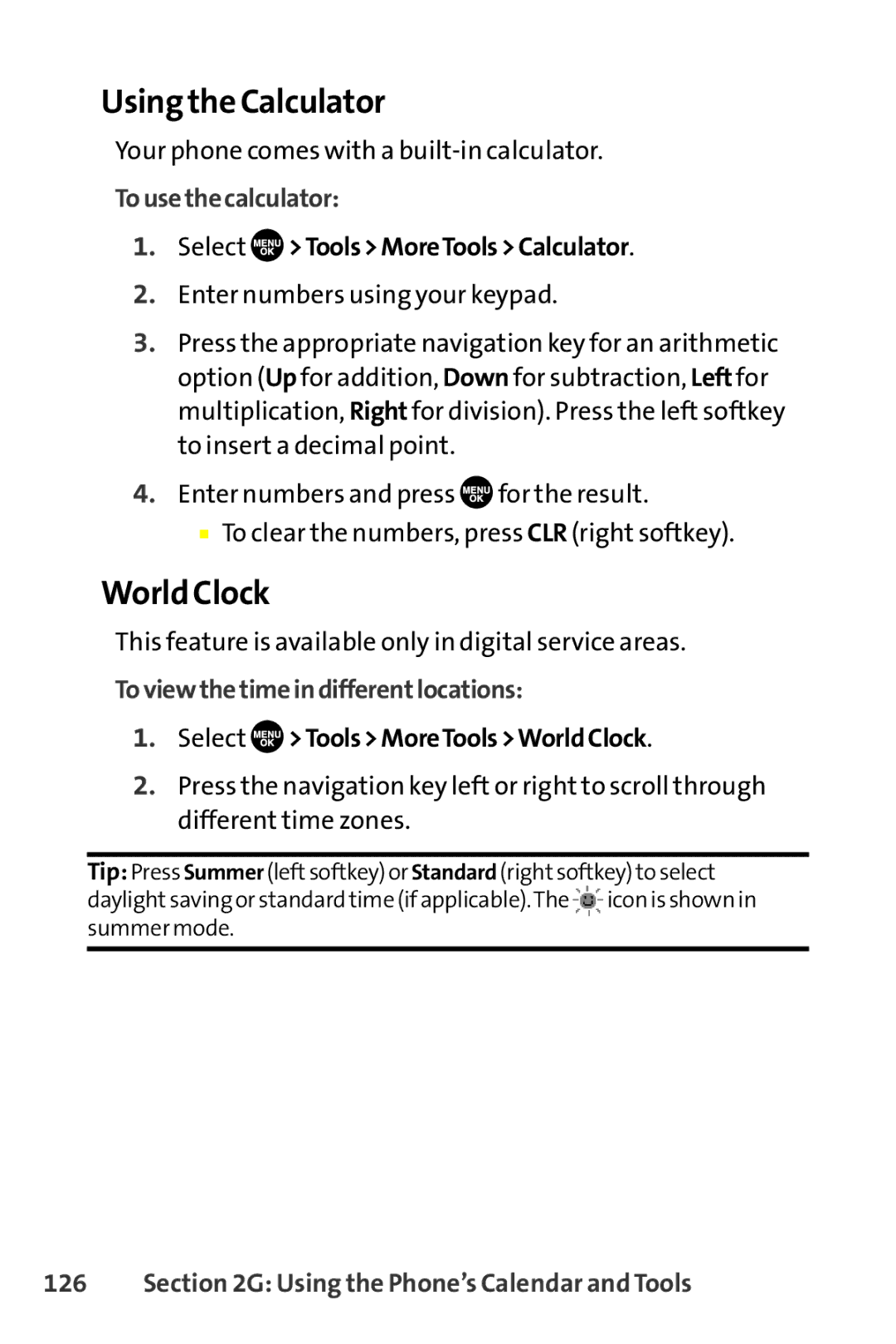 Sanyo SCP-8400 manual Using the Calculator, World Clock, Tousethecalculator, Toviewthetimeindifferentlocations 