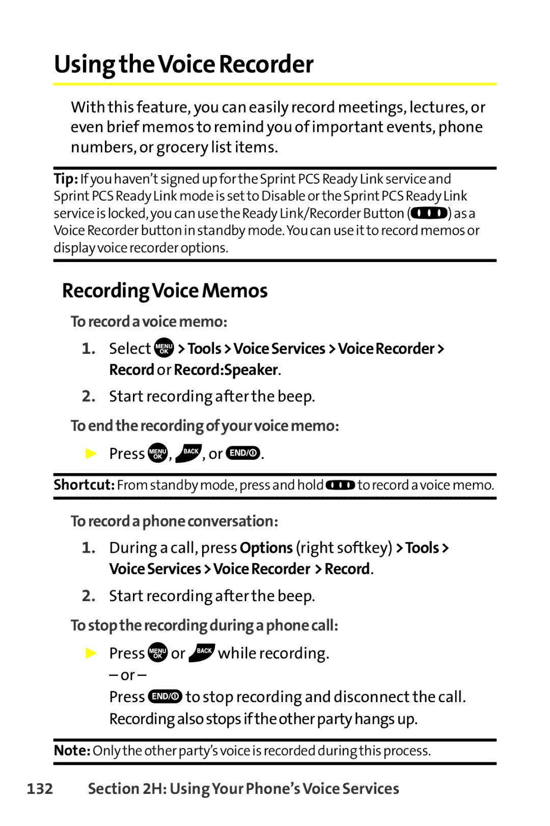 Sanyo SCP-8400 manual Using theVoice Recorder, RecordingVoice Memos 