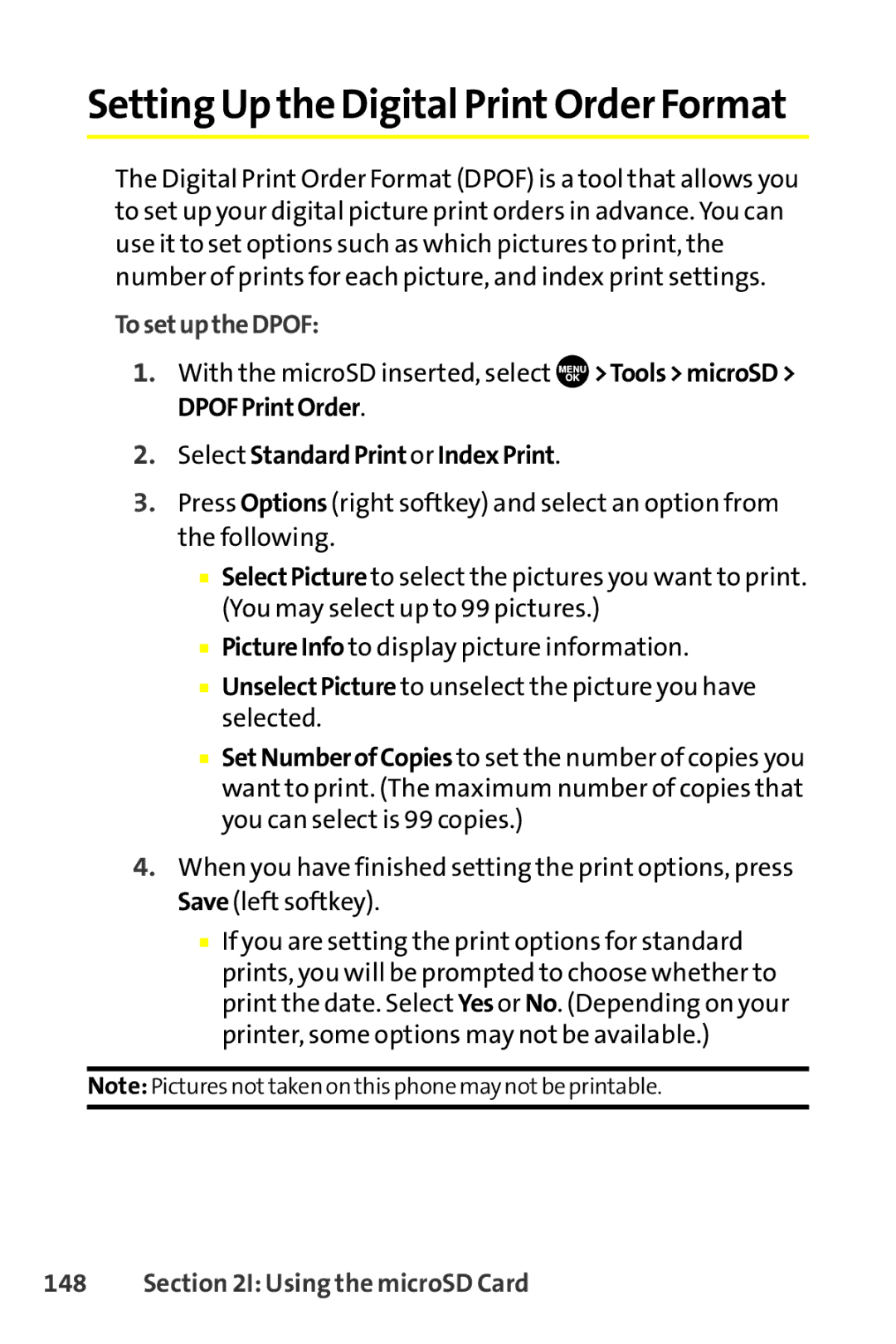 Sanyo SCP-8400 manual To setup the Dpof, Select Standard Print or Index Print 