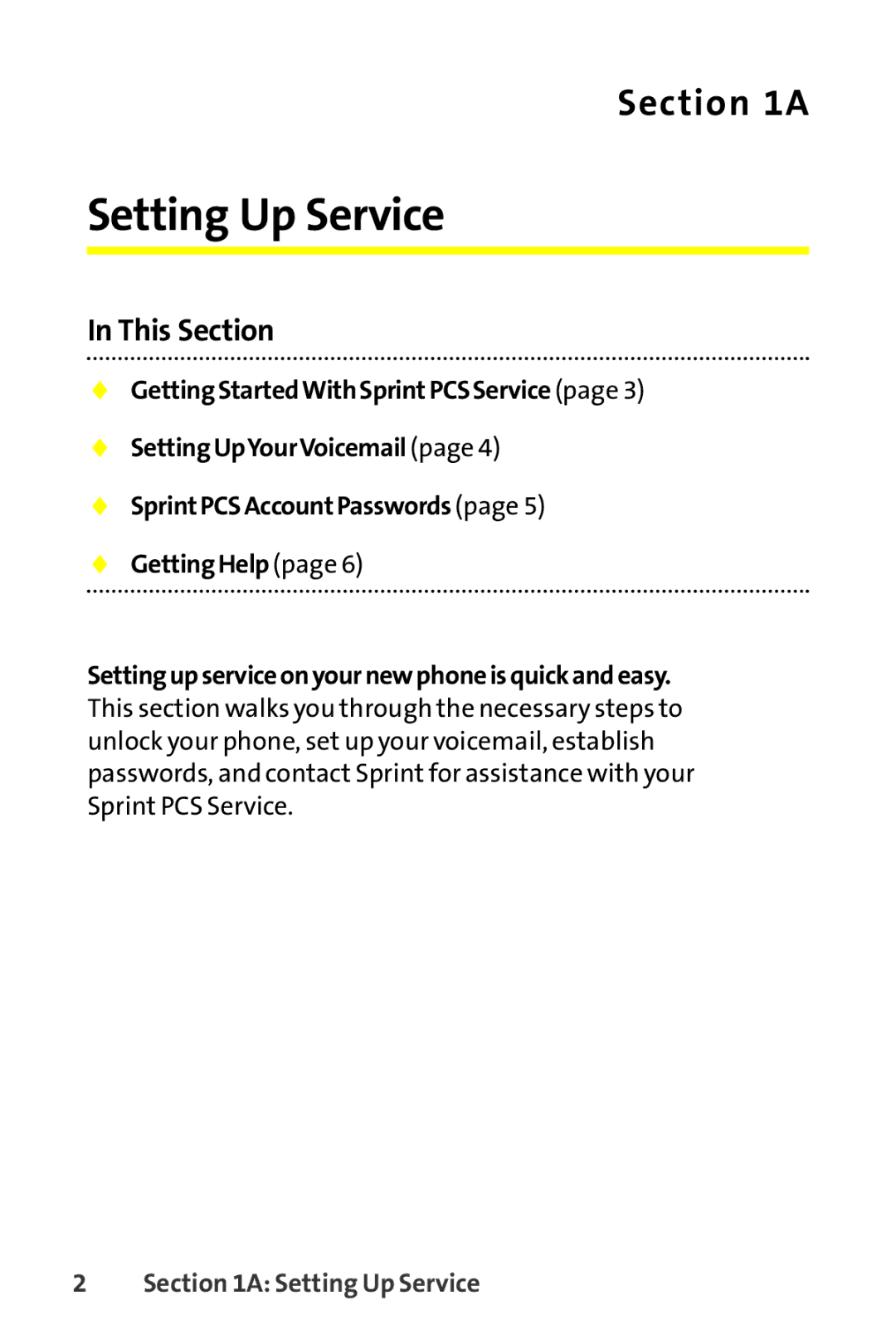 Sanyo SCP-8400 manual Setting Up Service, This Section 