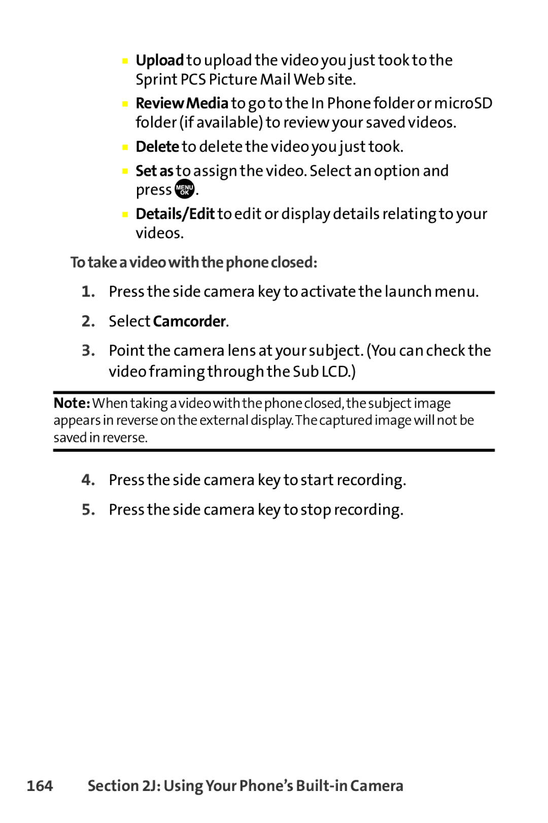 Sanyo SCP-8400 manual Totakeavideowiththephoneclosed, Select Camcorder 