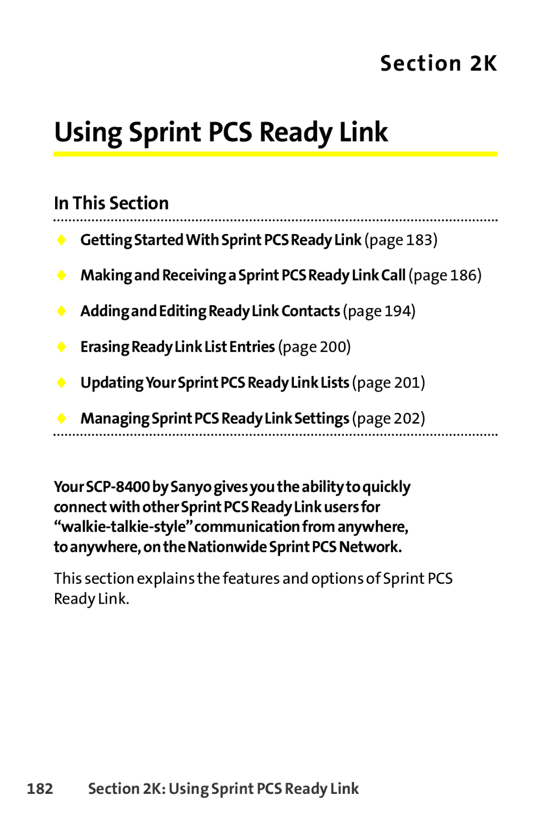 Sanyo SCP-8400 manual Using Sprint PCS Ready Link 