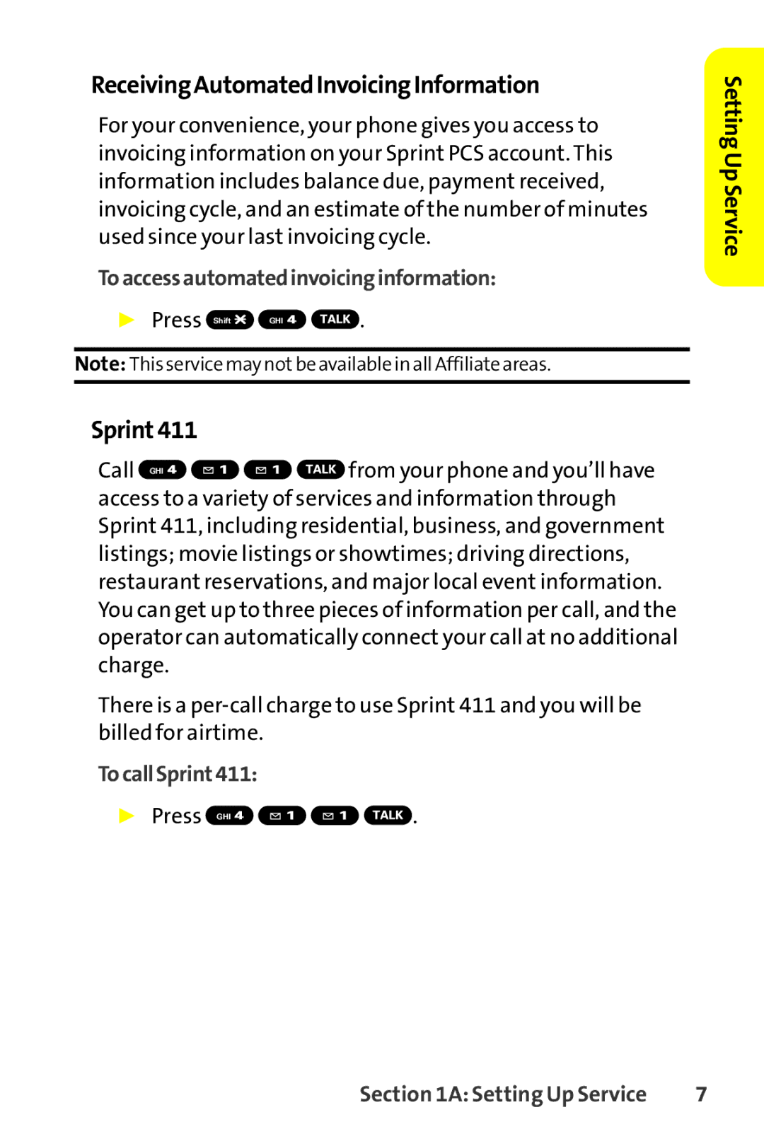 Sanyo SCP-8400 manual ReceivingAutomatedInvoicingInformation, Toaccessautomatedinvoicinginformation, TocallSprint411 