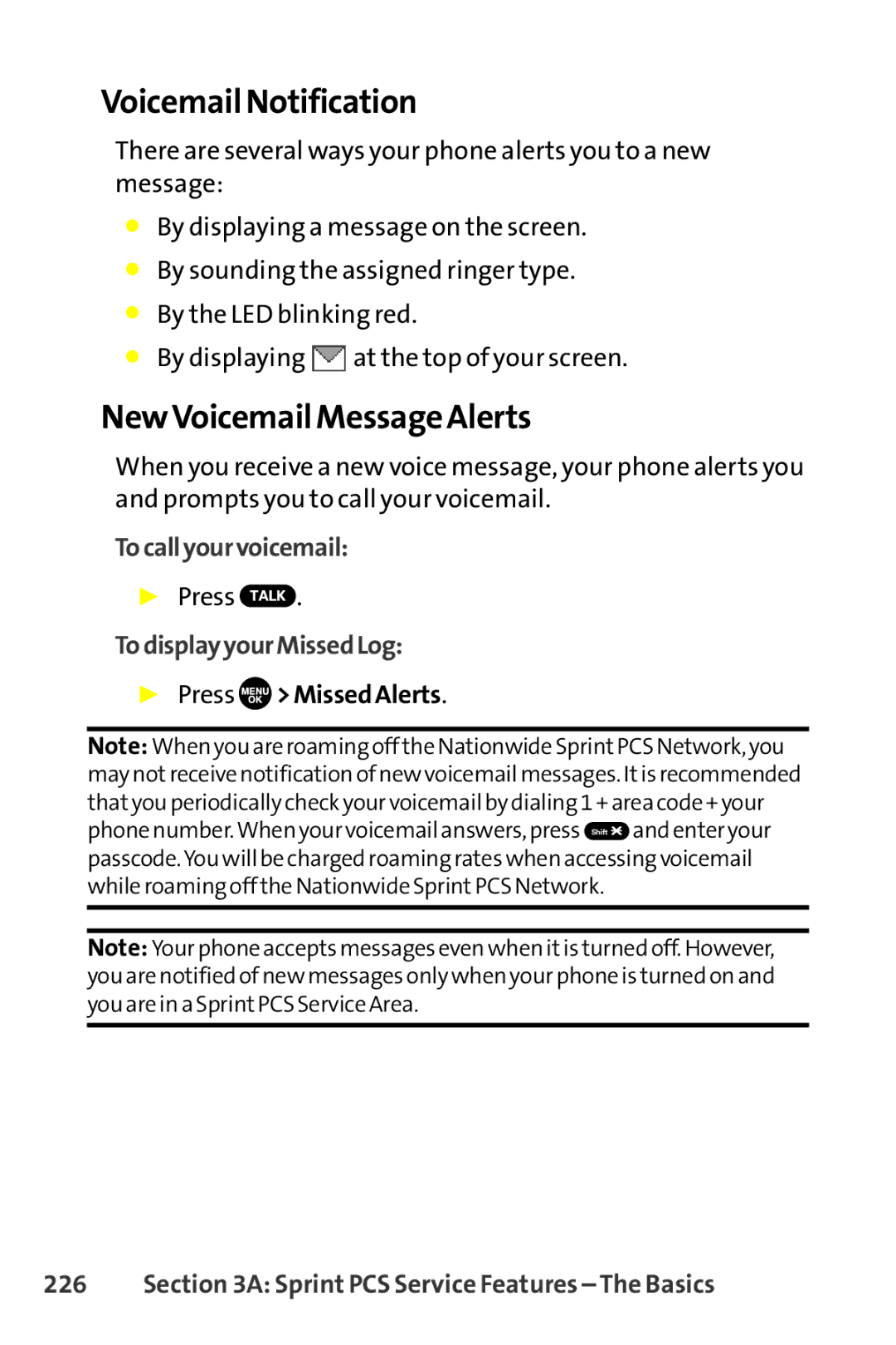 Sanyo SCP-8400 manual Voicemail Notification, NewVoicemail Message Alerts, Tocallyourvoicemail, TodisplayyourMissedLog 