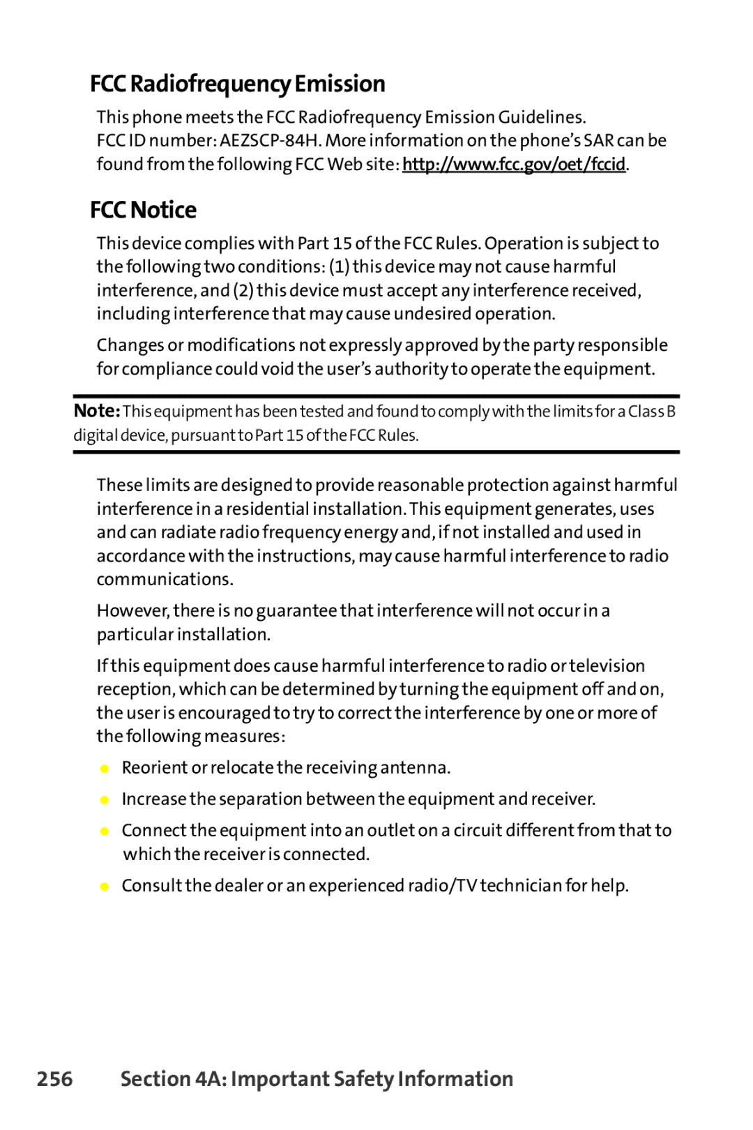 Sanyo SCP-8400 manual FCCRadiofrequencyEmission, FCCNotice 