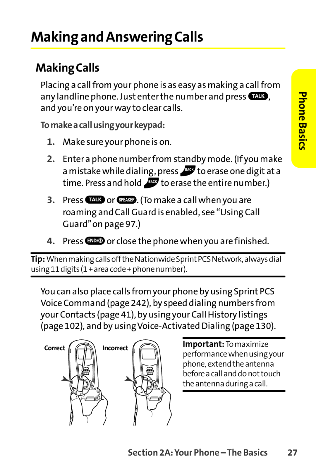 Sanyo SCP-8400 manual Making and Answering Calls, Making Calls, Tomakeacallusingyourkeypad, Important To maximize 