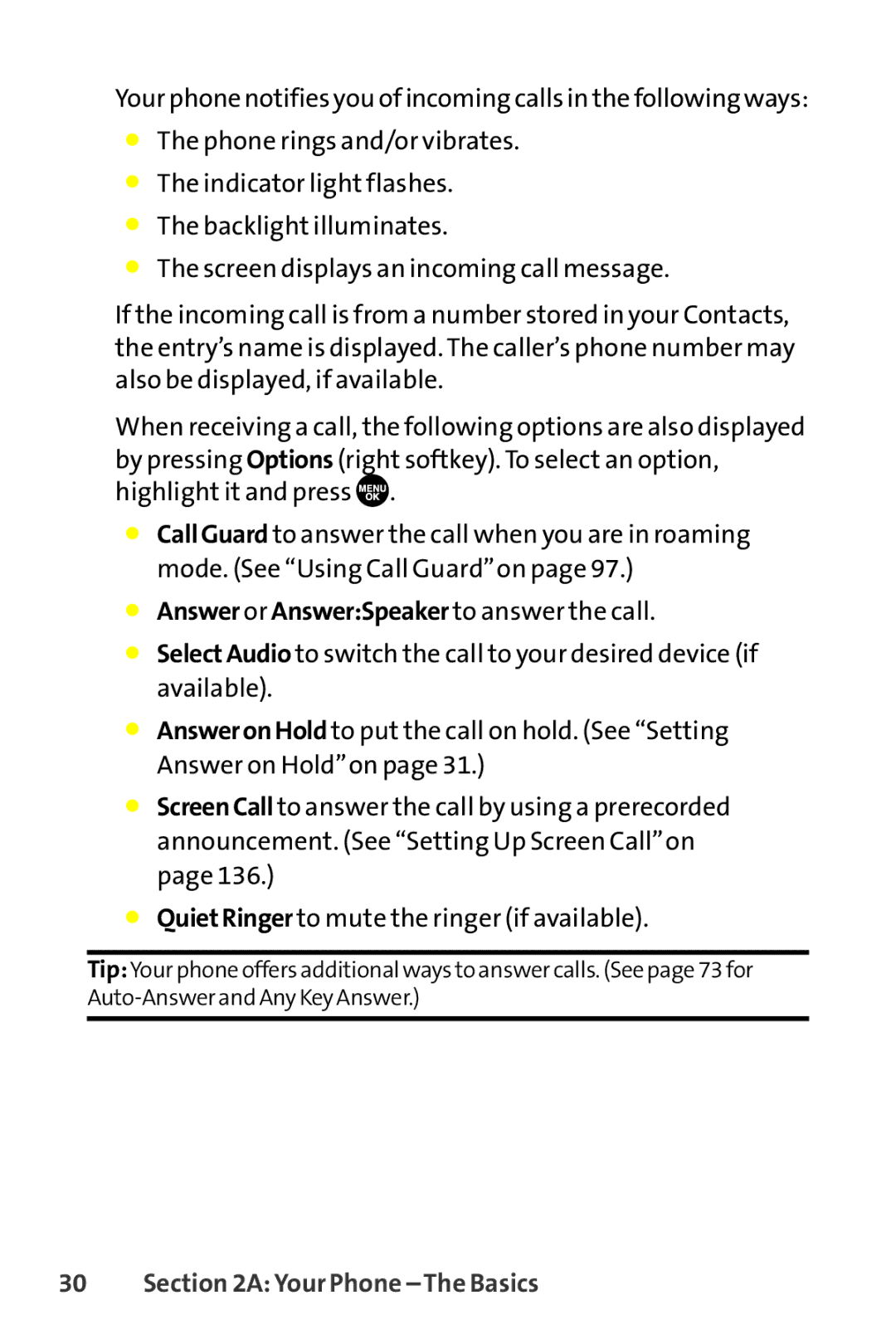 Sanyo SCP-8400 manual  Answer or AnswerSpeaker to answer the call 