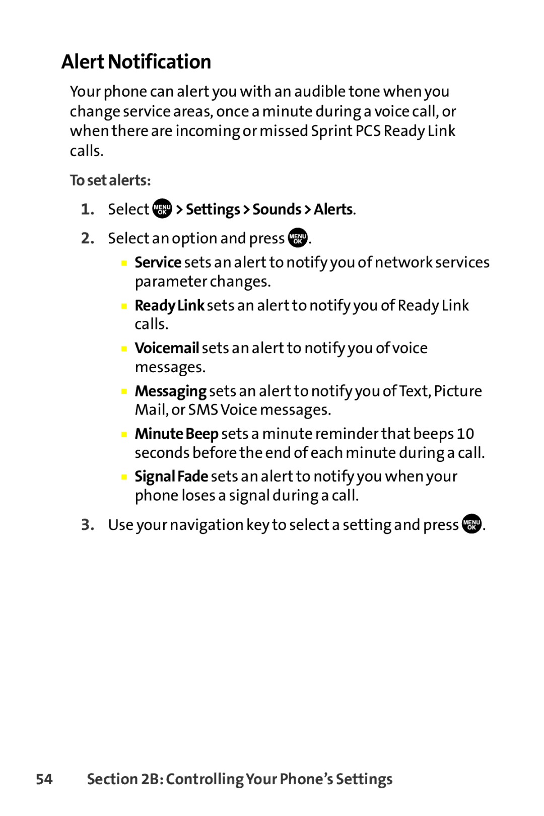 Sanyo SCP-8400 manual Alert Notification, Tosetalerts, Select SettingsSoundsAlerts 