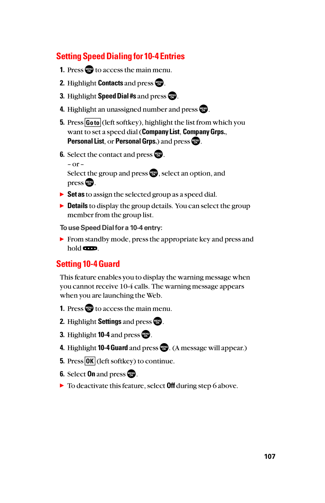 Sanyo scp8300 manual Setting Speed Dialing for 10-4 Entries, Setting 10-4 Guard 