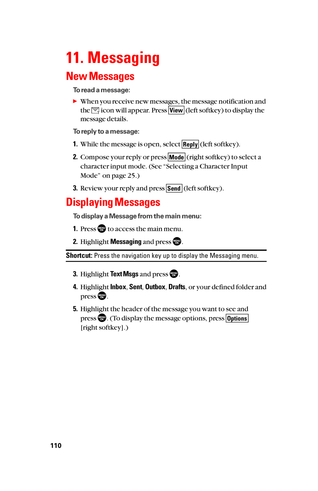 Sanyo scp8300 manual Messaging, New Messages, Displaying Messages 