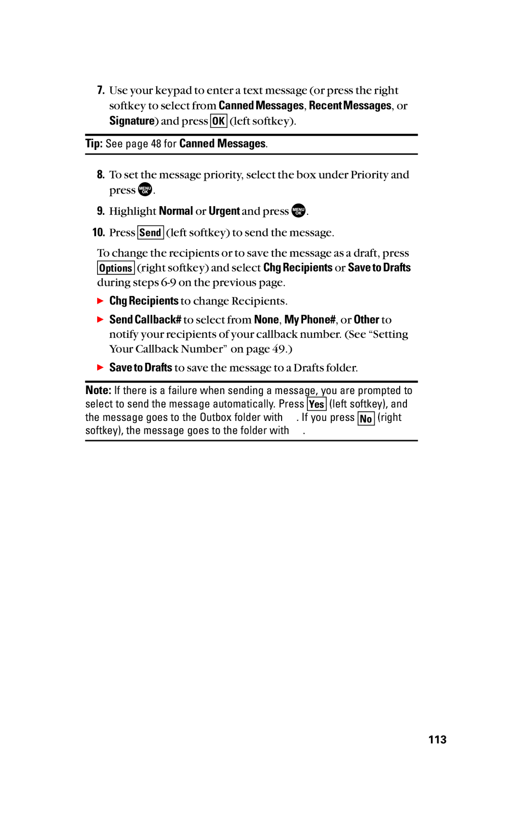 Sanyo scp8300 manual Tip See page 48 for Canned Messages 