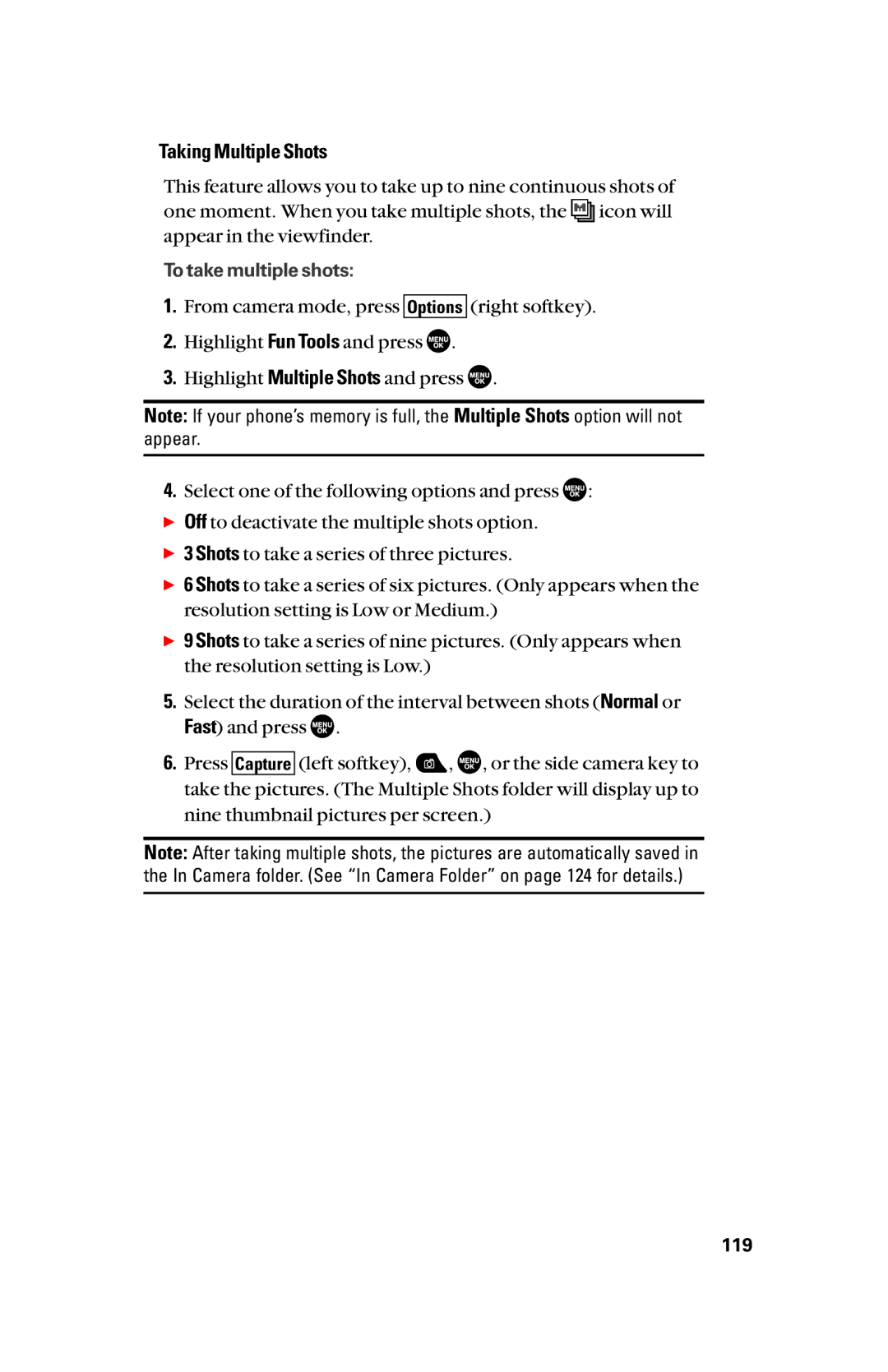 Sanyo scp8300 manual Taking Multiple Shots 