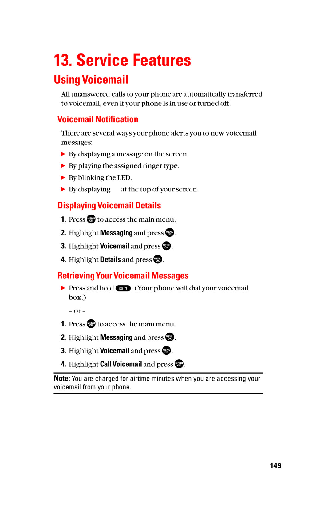 Sanyo scp8300 manual Service Features, Using Voicemail, Voicemail Notification, Displaying Voicemail Details 