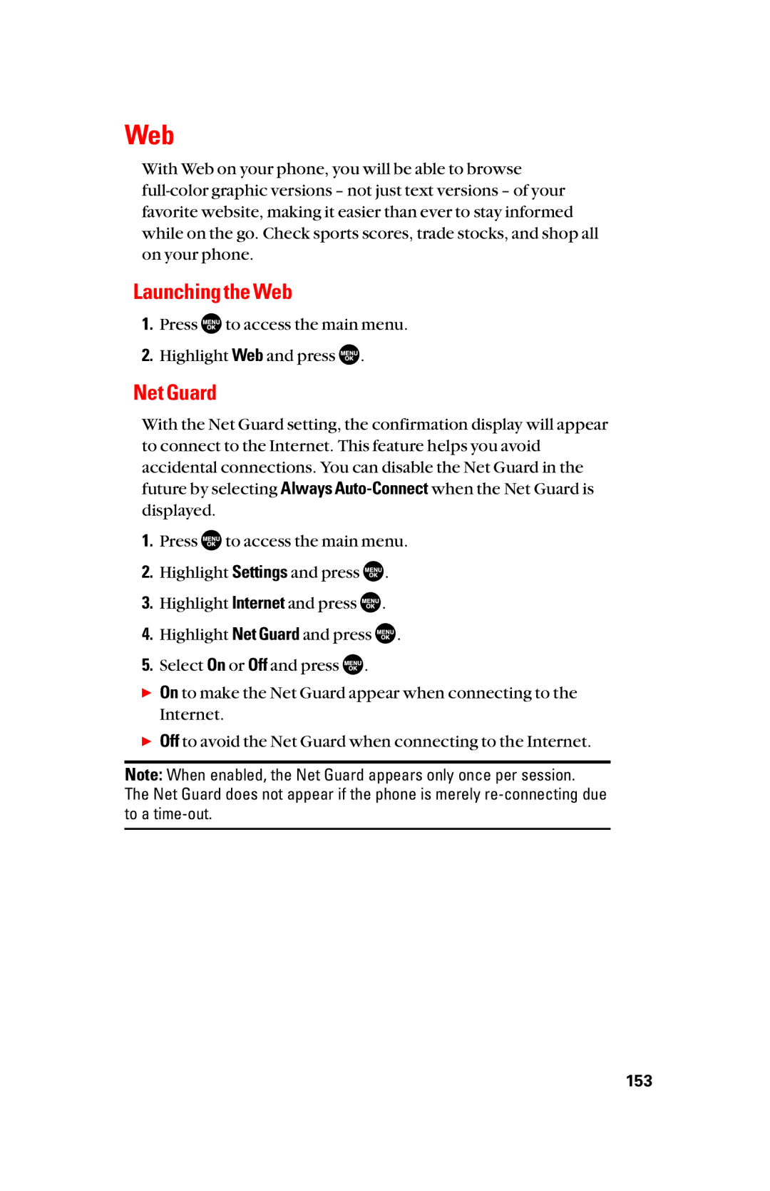 Sanyo scp8300 manual Launching the Web, Net Guard 