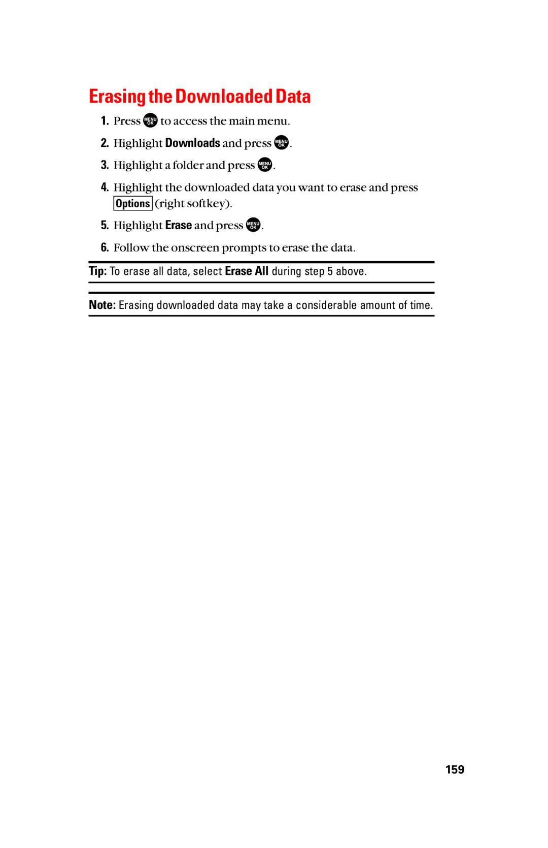 Sanyo scp8300 manual Erasing the Downloaded Data 