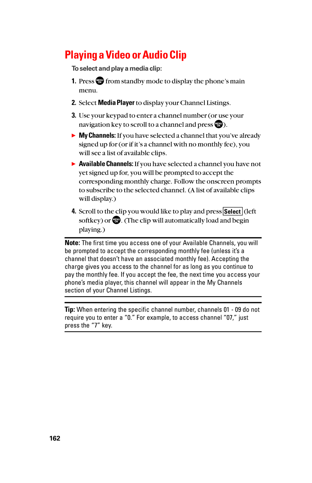 Sanyo scp8300 manual Playing a Video or Audio Clip 