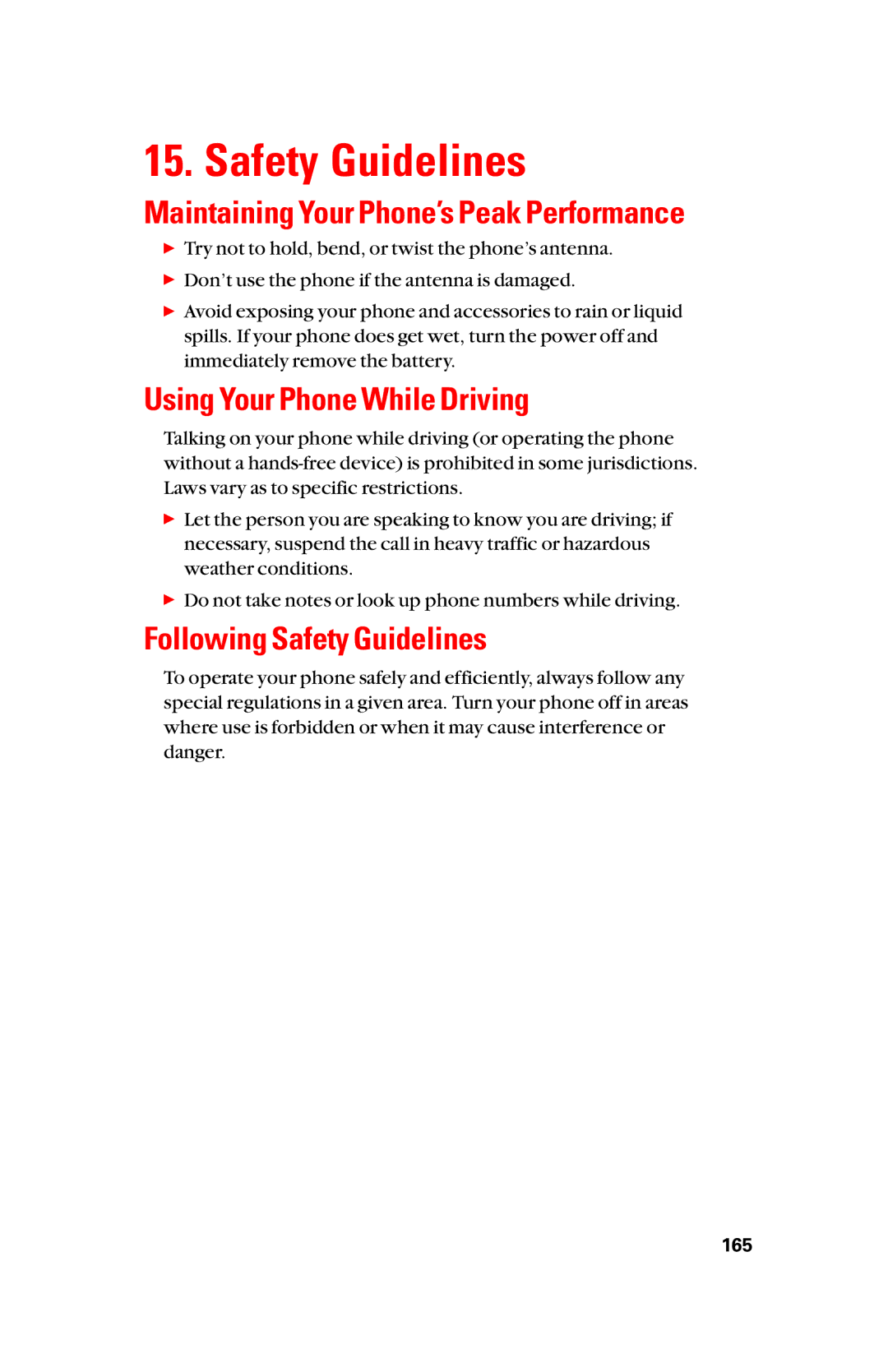 Sanyo scp8300 manual Using Your Phone While Driving, Following Safety Guidelines 