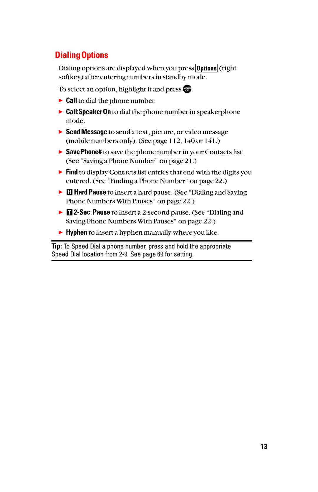 Sanyo scp8300 manual Dialing Options 