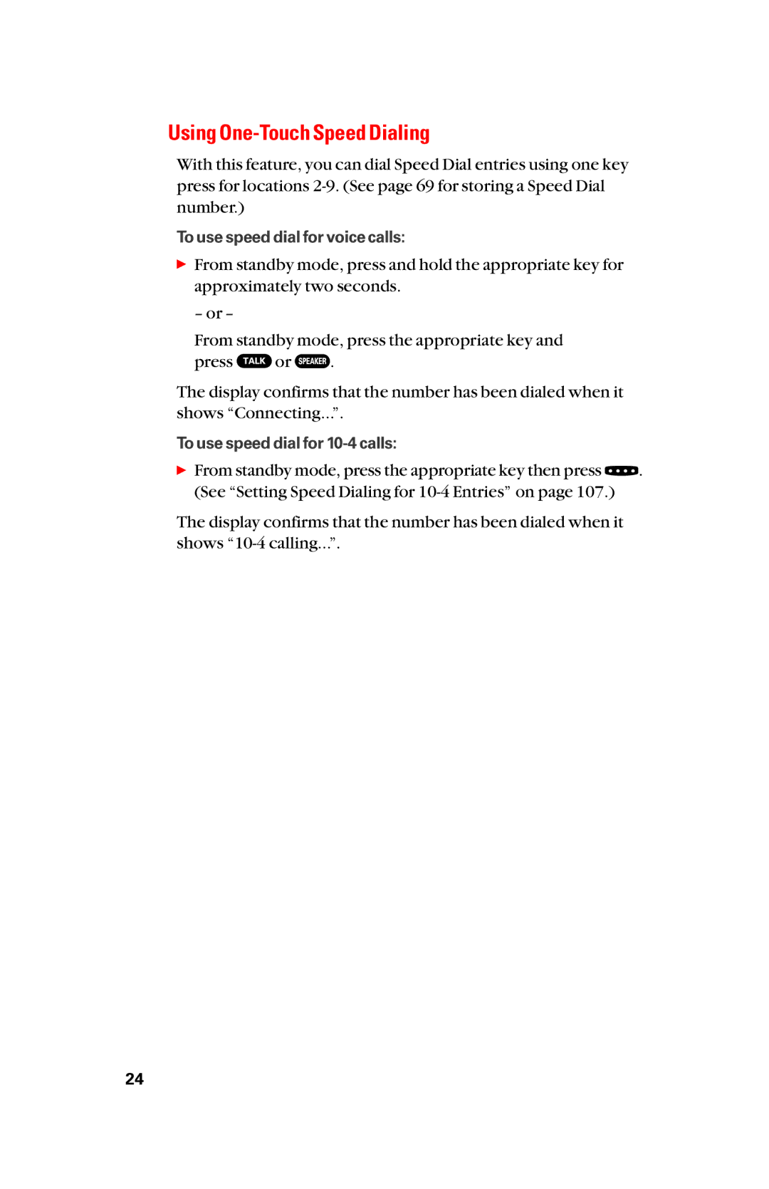 Sanyo scp8300 manual Using One-Touch Speed Dialing 