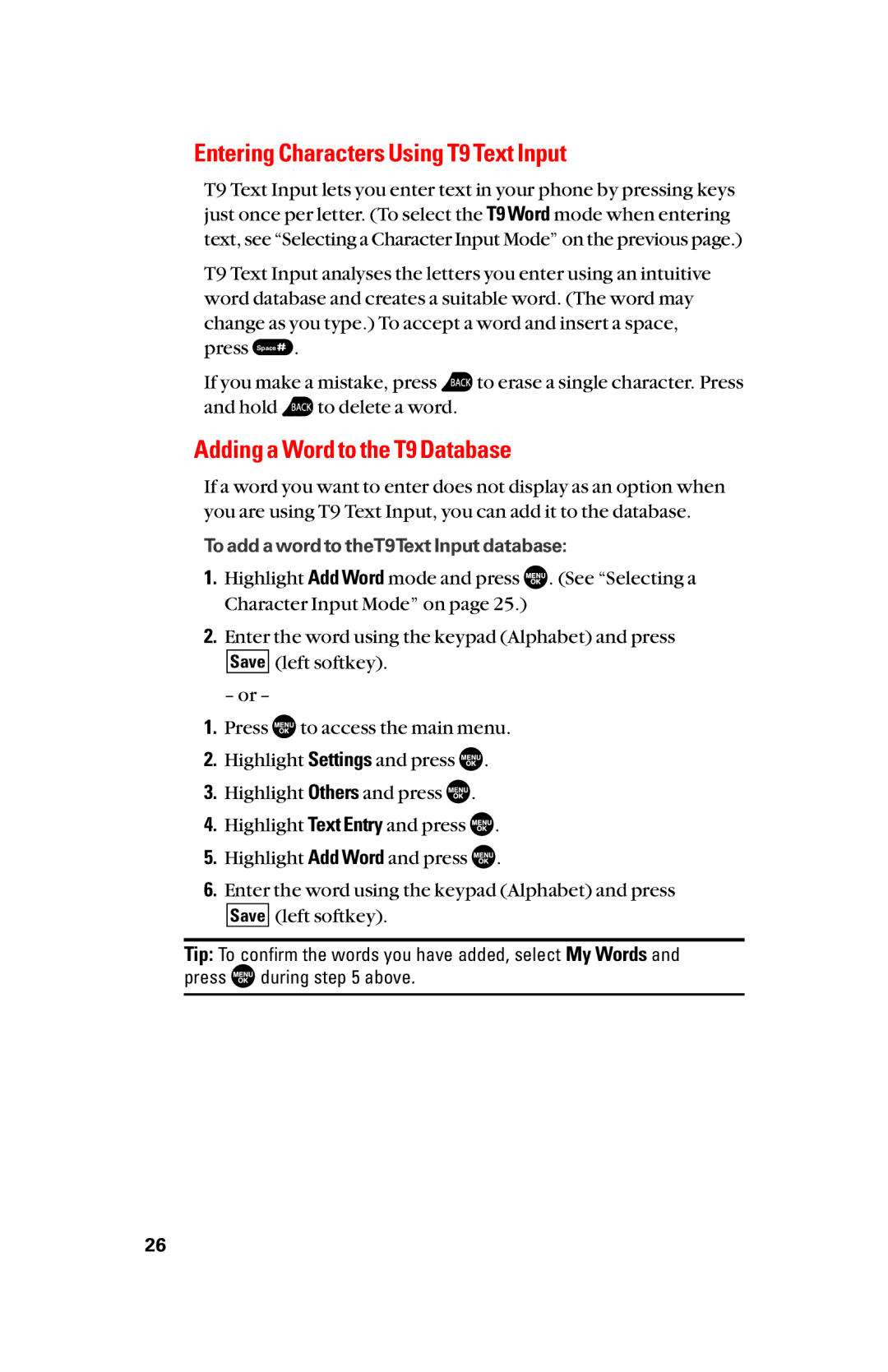 Sanyo scp8300 manual Entering Characters Using T9 Text Input, Adding a Word to the T9 Database 