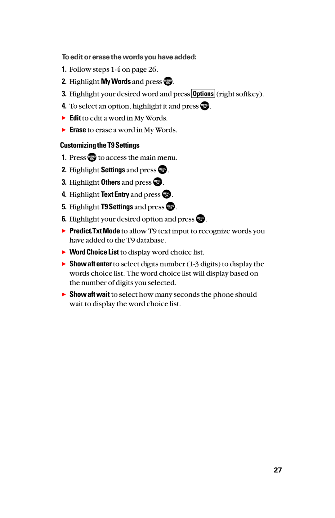 Sanyo scp8300 manual Customizing the T9 Settings 