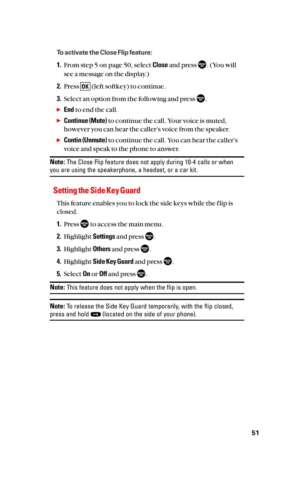 Sanyo scp8300 manual Setting the Side Key Guard 