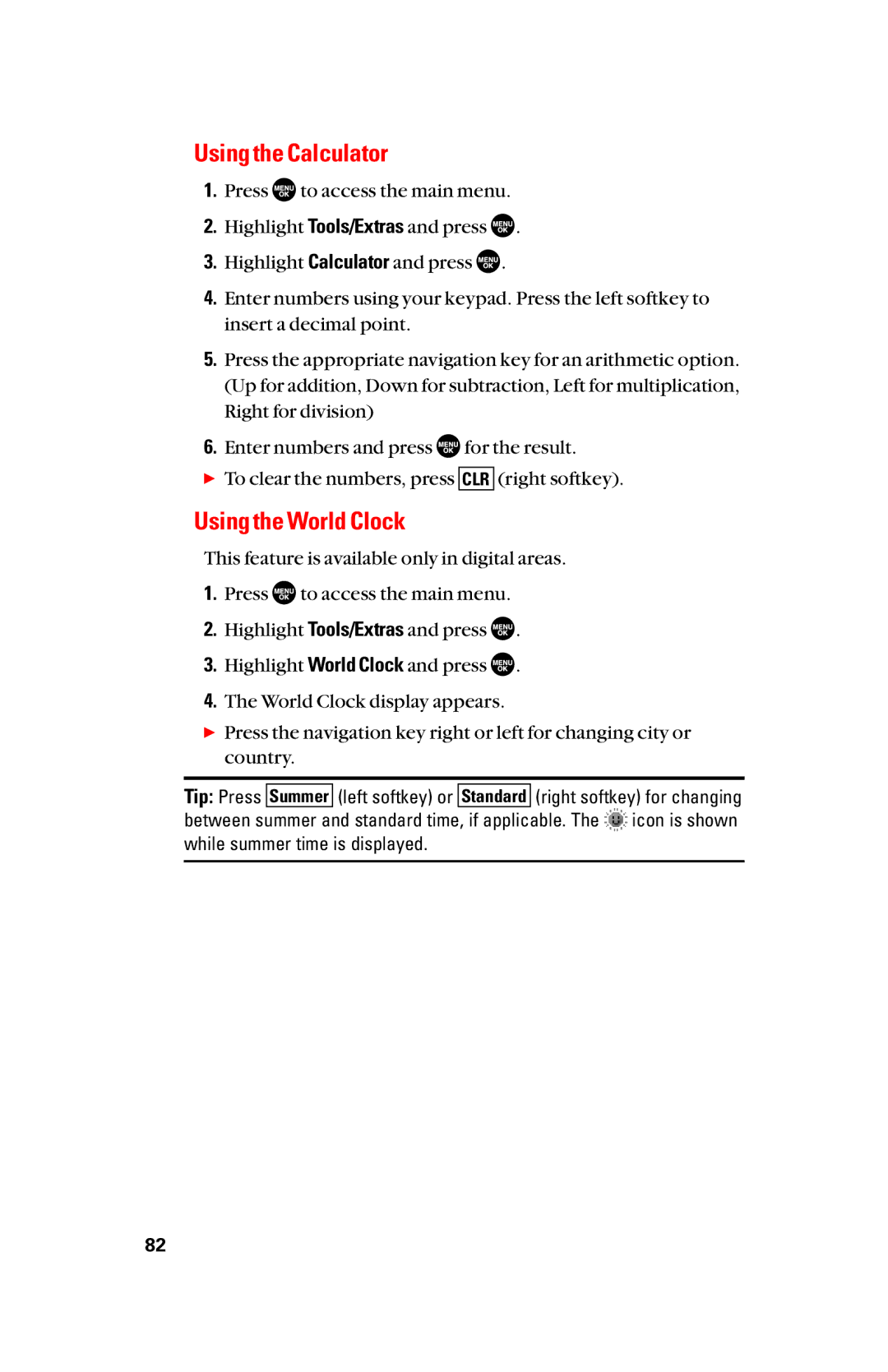 Sanyo scp8300 manual Using the Calculator, Using the World Clock 