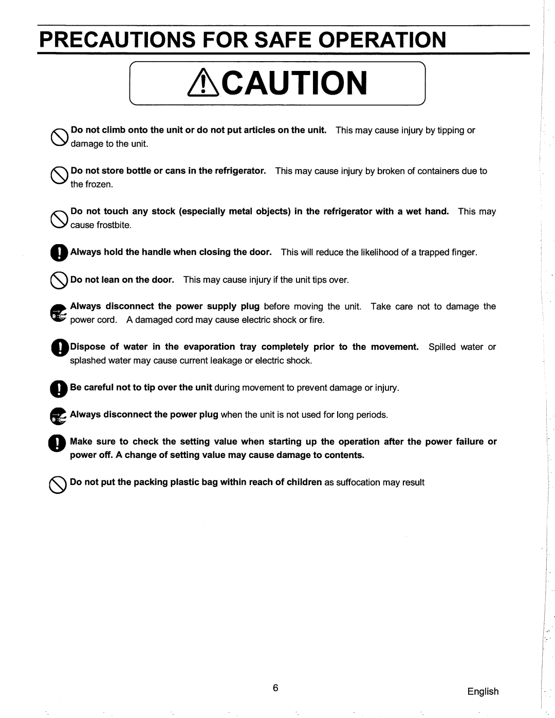 Sanyo SF-L6111 instruction manual 6English 