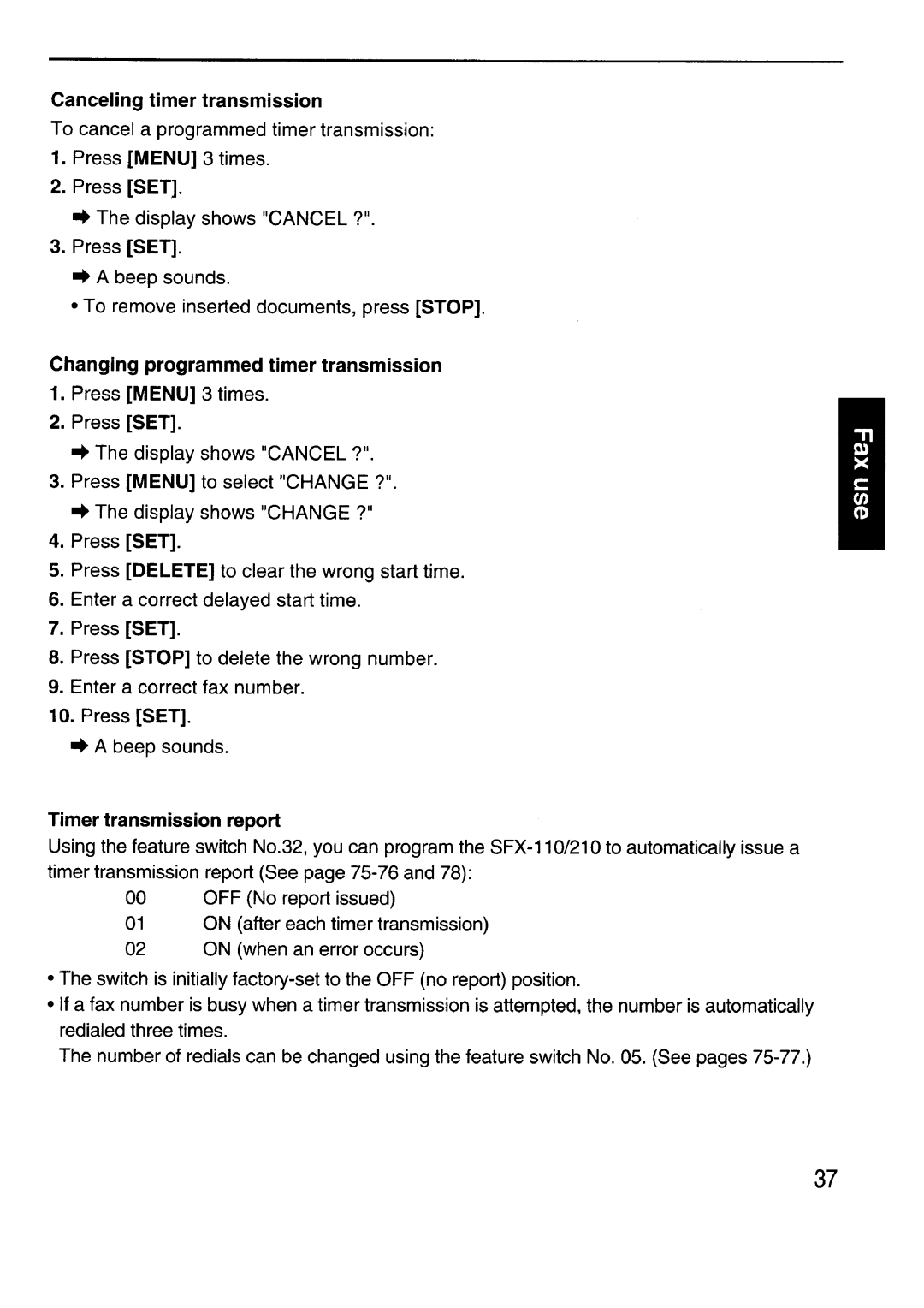 Sanyo SFX-210 manual 