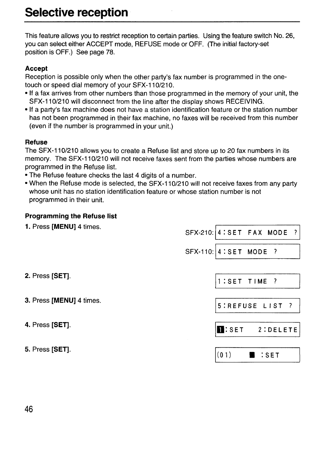 Sanyo SFX-210 manual 