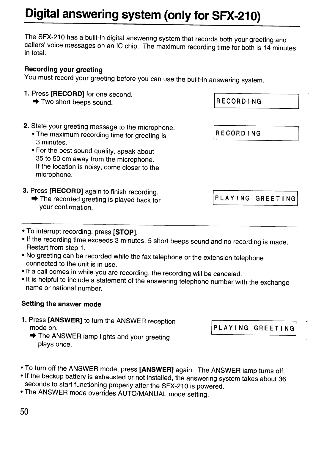 Sanyo SFX-210 manual 