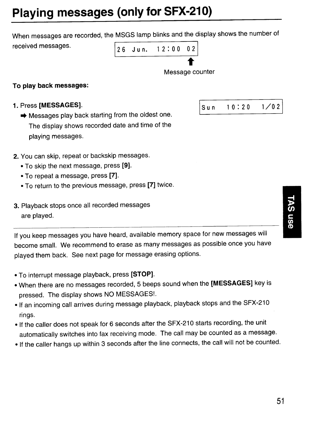 Sanyo SFX-210 manual 