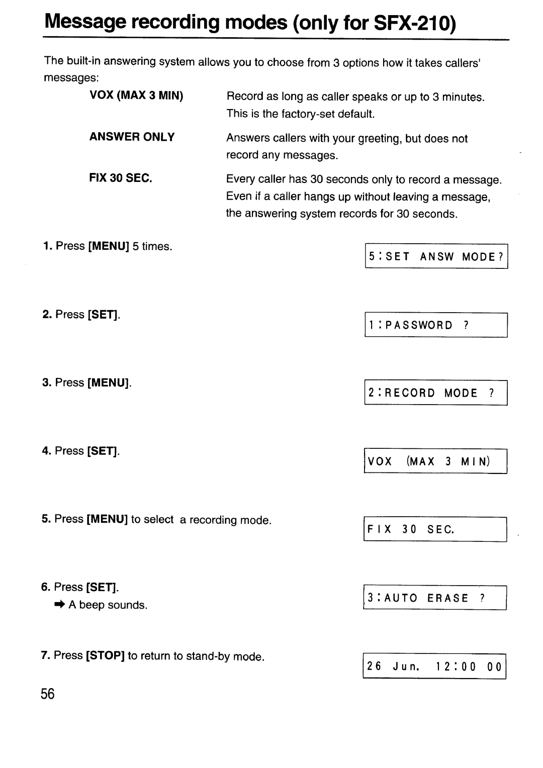 Sanyo SFX-210 manual 