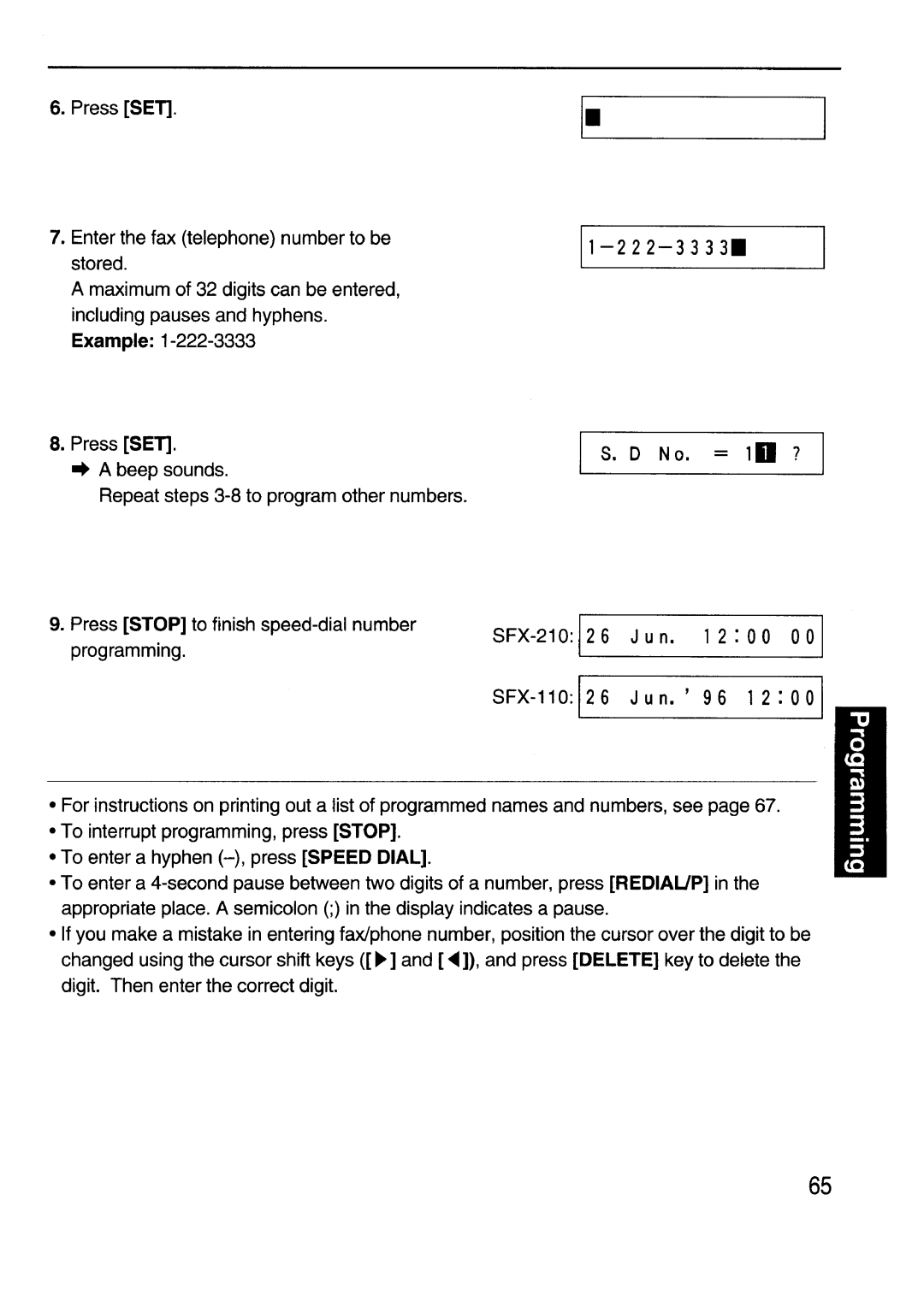 Sanyo SFX-210 manual 