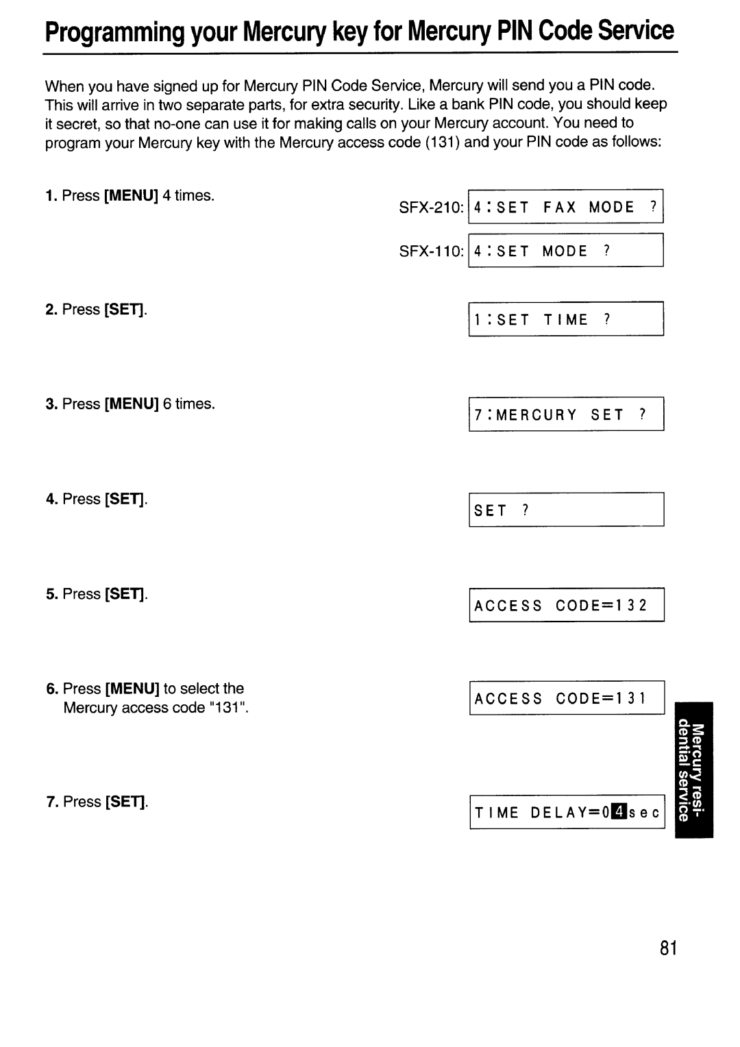 Sanyo SFX-210 manual 