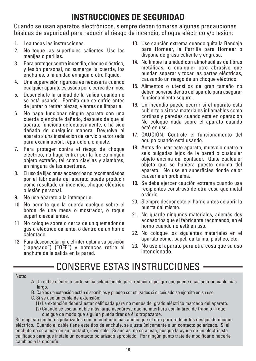 Sanyo SK-VF7S instruction manual Conserve Estas Instrucciones, Instrucciones DE Seguridad 