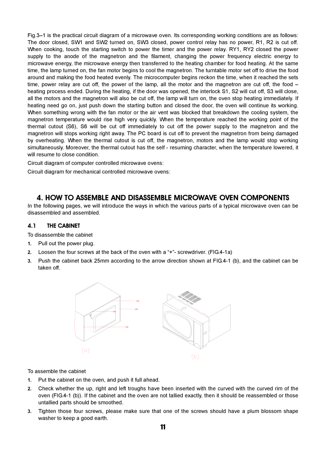 Sanyo SM-GA0005 service manual HOW to Assemble and Disassemble Microwave Oven Components, Cabinet 