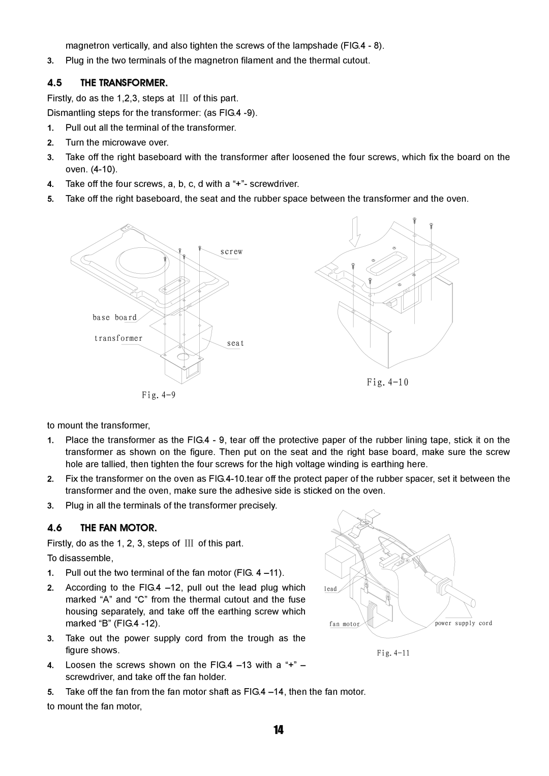 Sanyo SM-GA0005 service manual Transformer, FAN Motor 