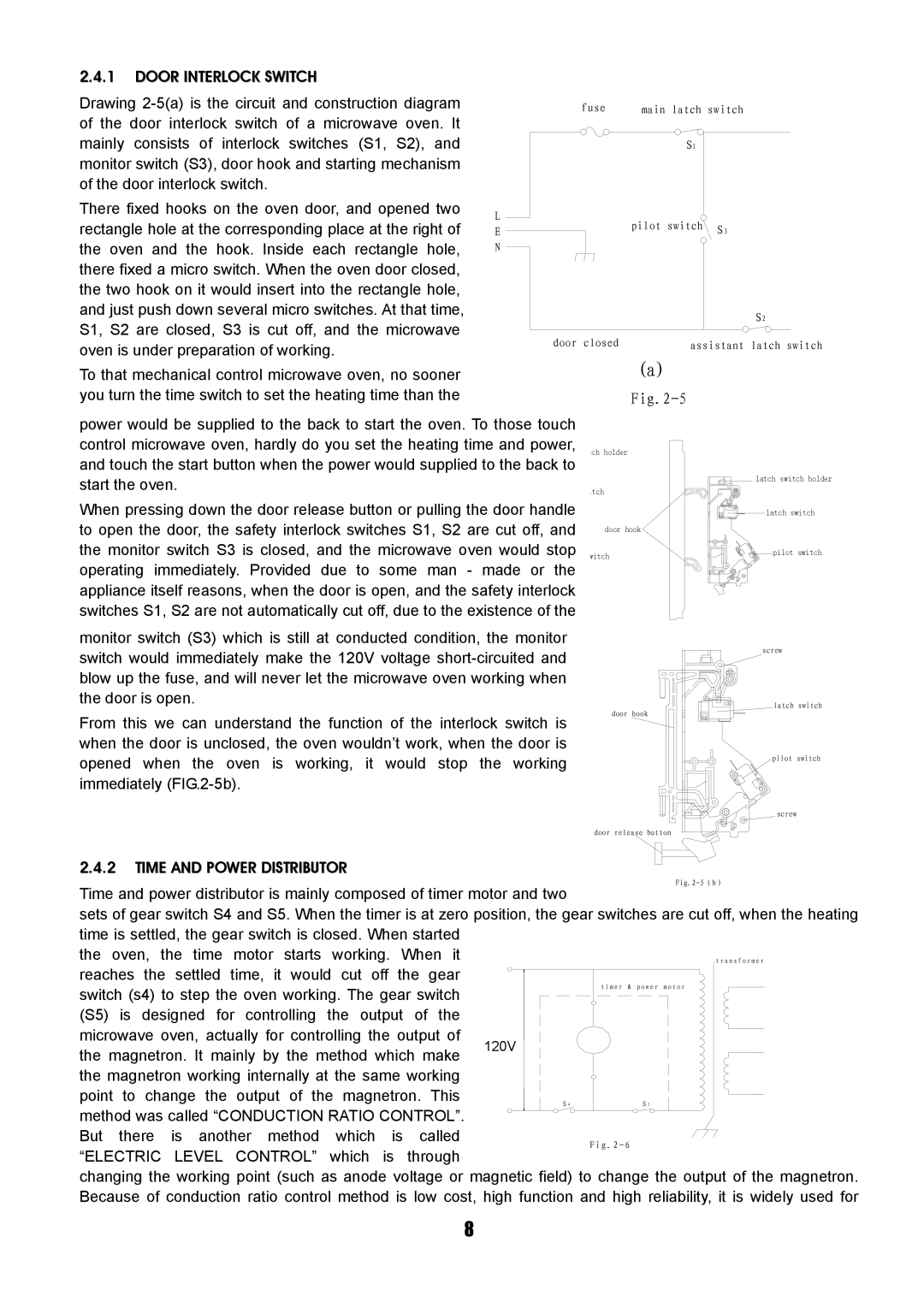 Sanyo SM-GA0005 service manual Door Interlock Switch, Time and Power Distributor, Electric Level Control 