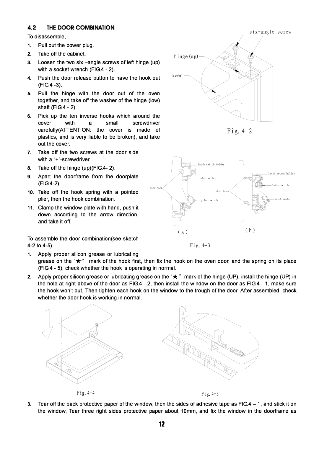 Sanyo SM-GA0005 service manual 4.2THE DOOR COMBINATION, six-anglescrew hingeup oven 